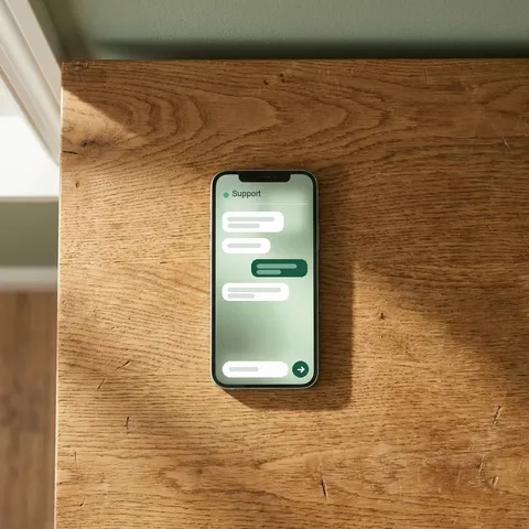 Phone showing a support messaging screen
